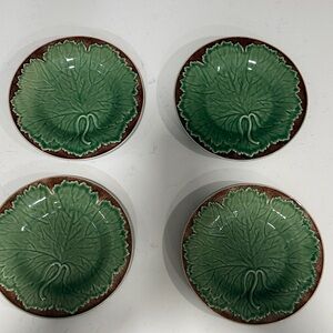 Bordallo Pinheiro New Vine green leaf salad plates  x 4